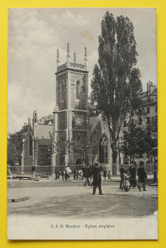 Ansichtskarte AK Genf / Englische Kirche / 1905-1915 / Straße Bauarbeiten – Bauarbeiter – Architektur